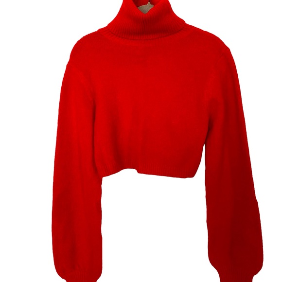 Olivia Jade x Princess Polly Women’s Cropped Red Turtle Neck Sweater  Size:  4 - Picture 4 of 11